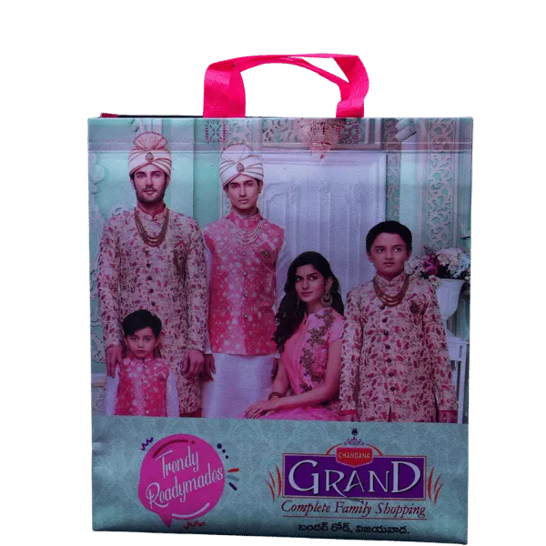 Cyan & Pink Gradient Family Shopping Bag (5000, 17 X 14 X 5)